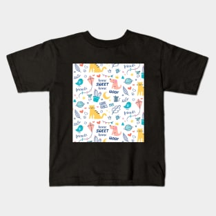 Cute colorful doodle cat Kids T-Shirt